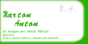 marton anton business card