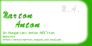 marton anton business card